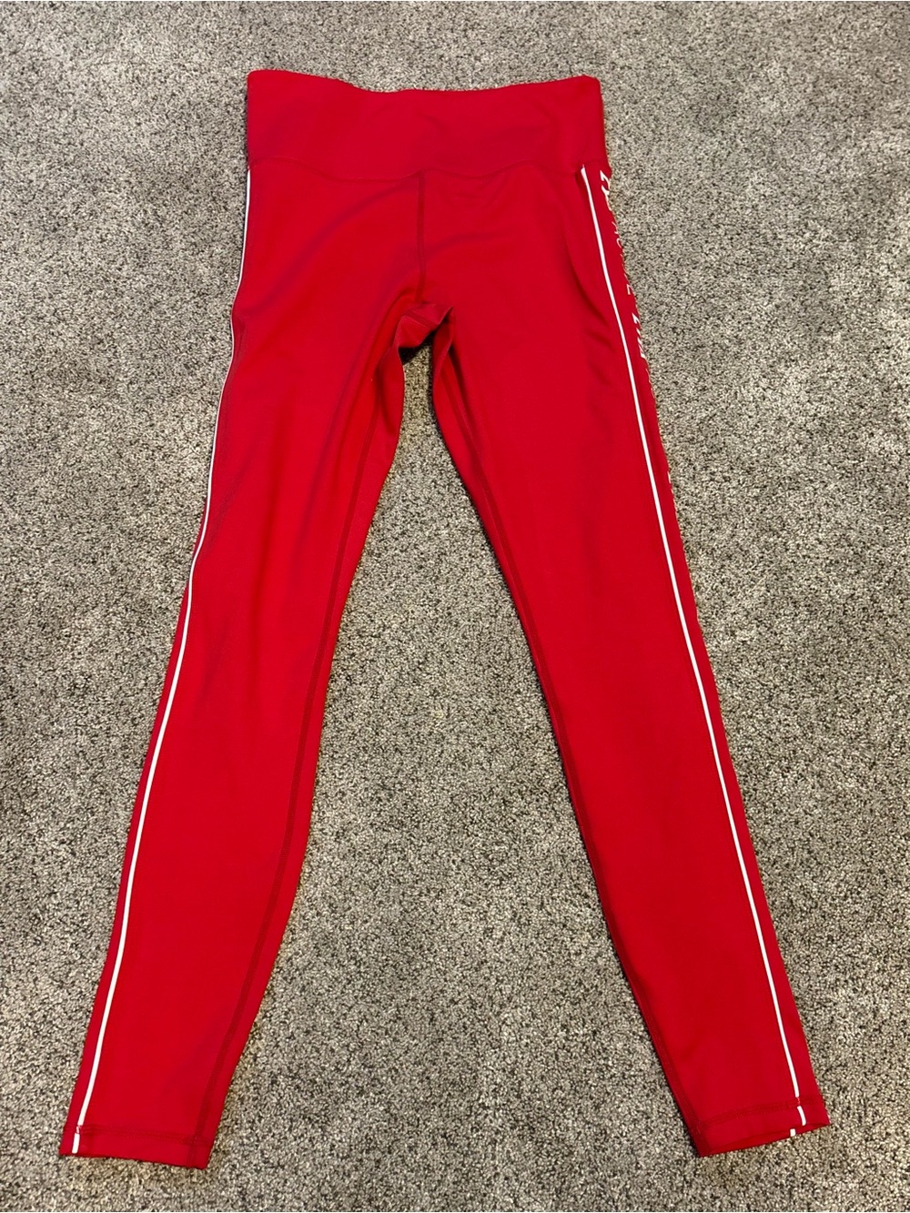 ZYIA Red Leggings with White Side Stripe